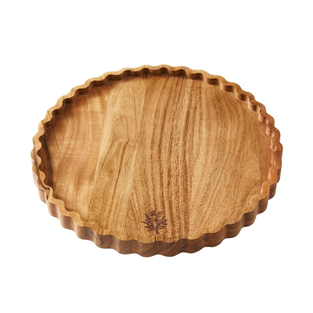 The Pioneer Woman Acacia Wood Lazy Susan, 12" Scalloped Edge